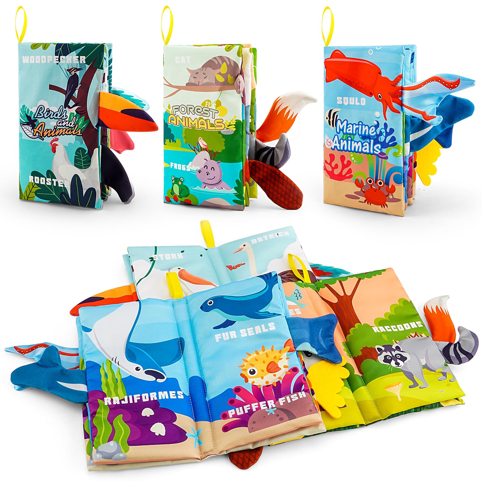 3PCS Soft Baby Bath Books - Crinkly Sensory Toys for 0-18 Months, Perfect for Tummy Time & Stroller Play