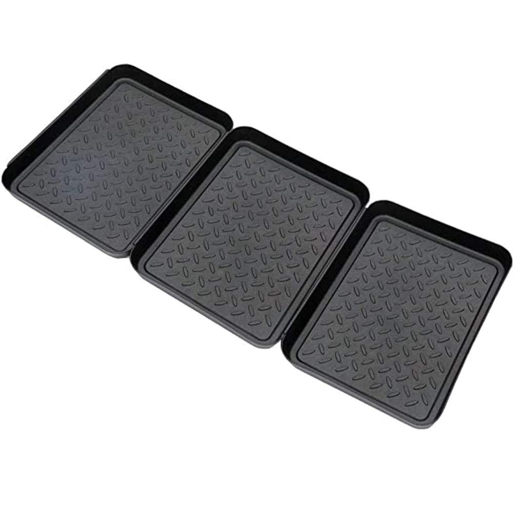 3 Pack Plastic Boot Tray for Entryway - Non-Slip Shoe Mat for Wet Shoes & Pets