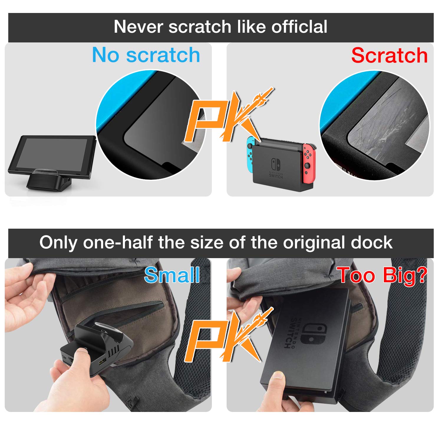 Nintendo Switch TV Dock Station - Portable Docking Base with HDMI & USB 3.0 Ports for Switch/Switch OLED - Fast Charging Adapter Cradle | Perfect for Home Gaming, Travel & Multiplayer Setup