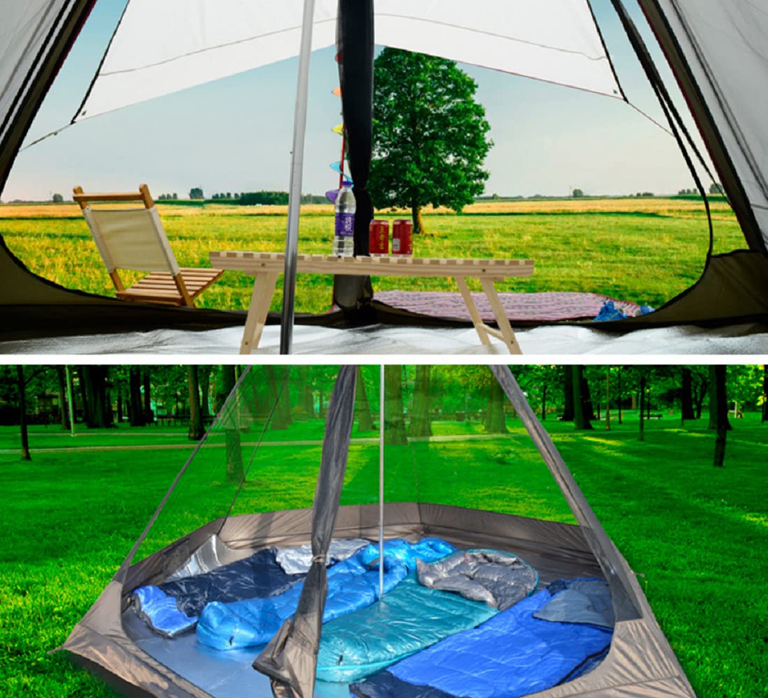 12'x10'x8' Large Family Camping Tent - 3-4 Person Waterproof Lightweight Double Layer Teepee Pyramid Tent for Outdoor Adventures, Backpacking & Glamping
