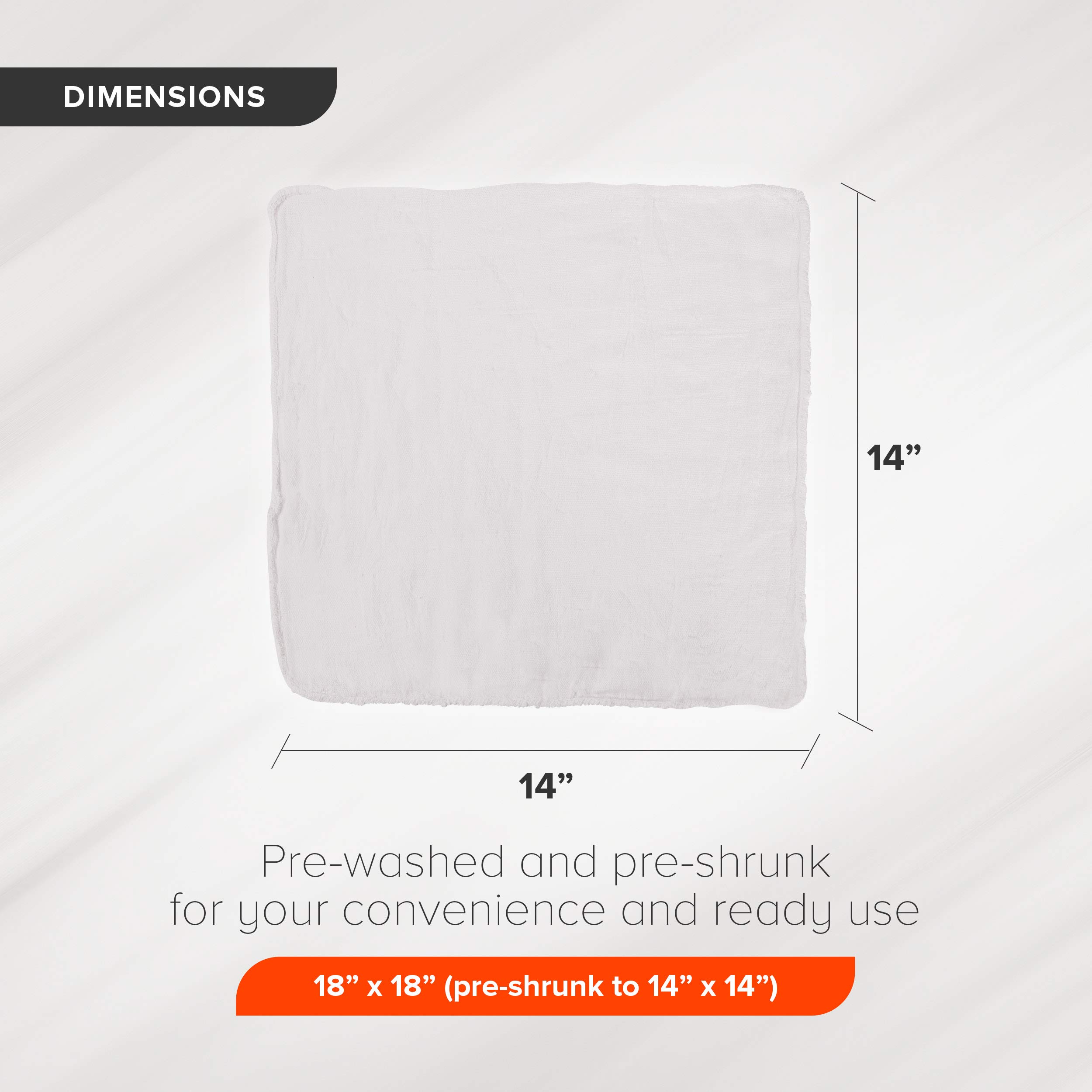 Premia Kitchen Bulk Shop Towels - 300 Pack 14x14 Inch 100% Cotton Reusable Cleaning Rags - Heavy Duty Absorbent Towels for Garage, Workshop & Commercial Use - Oil & Grease Resistant White Huck Towels - Perfect for Automotive, Industrial & Restaurant Cleaning