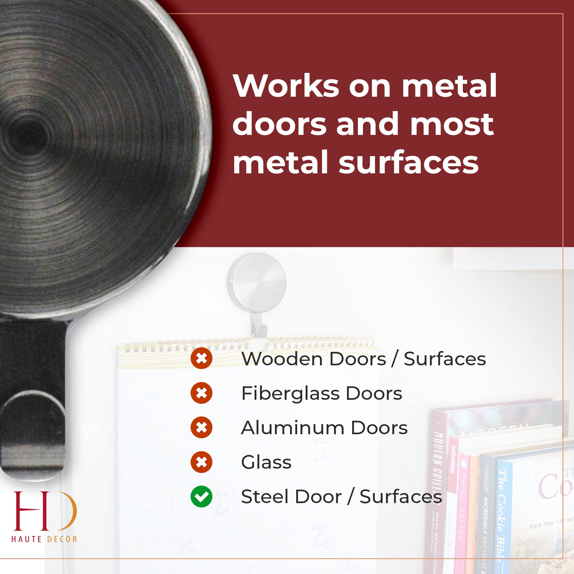 Strong Magnetic Hook for Metal Doors - Haute Decor Attract Hanger for Home & Office Organization