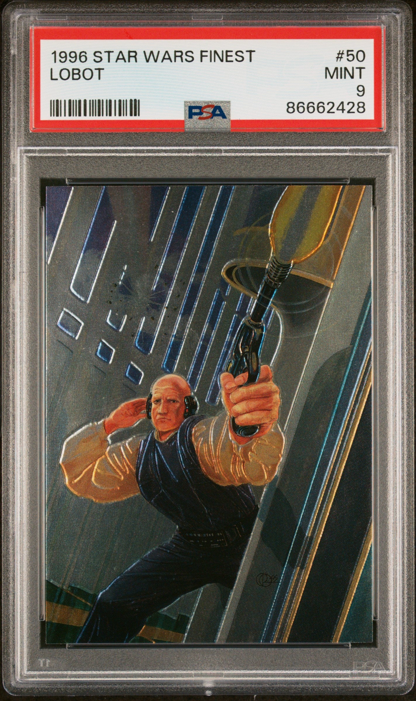 1996 STAR WARS FINEST LOBOT #50 PSA 9 Graded Trading Card - Collectible Memorabilia for Fans & Display in Home Office