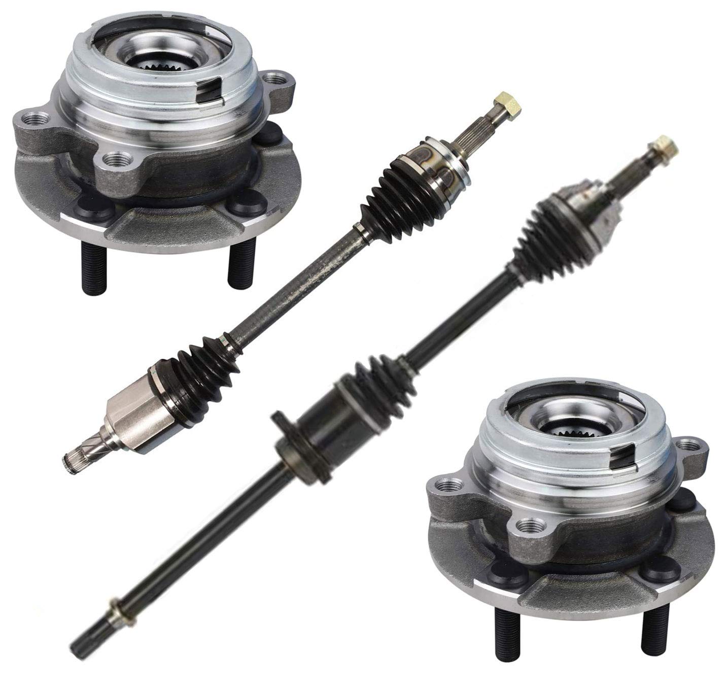 4PC Front CV Axle Half Shaft & Front Wheel Hub Bearing Assembly for 2004-2006 Nissan Quest with 4 Speed Transmission - Perfect for Smooth Ride & DIY Car Repairs