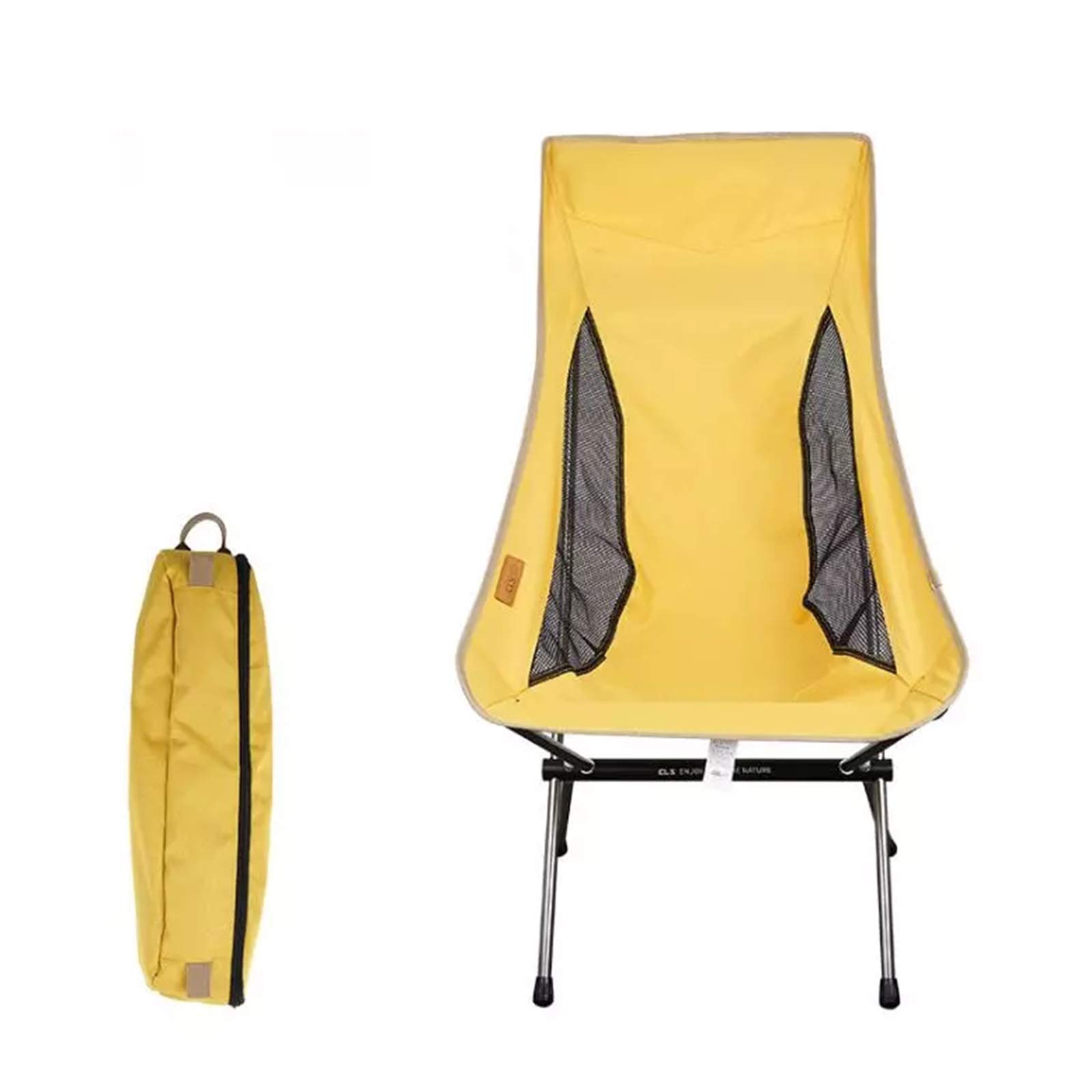 YEHEI Ultralight Folding Camping Chair - High Back Portable Compact Outdoor Chair for Adults & Kids - Perfect for Backpacking, Hiking, Travel, Beach, Picnic & Festivals (Yellow) - Great for Camping Trips, Tailgating & Backyard Relaxation