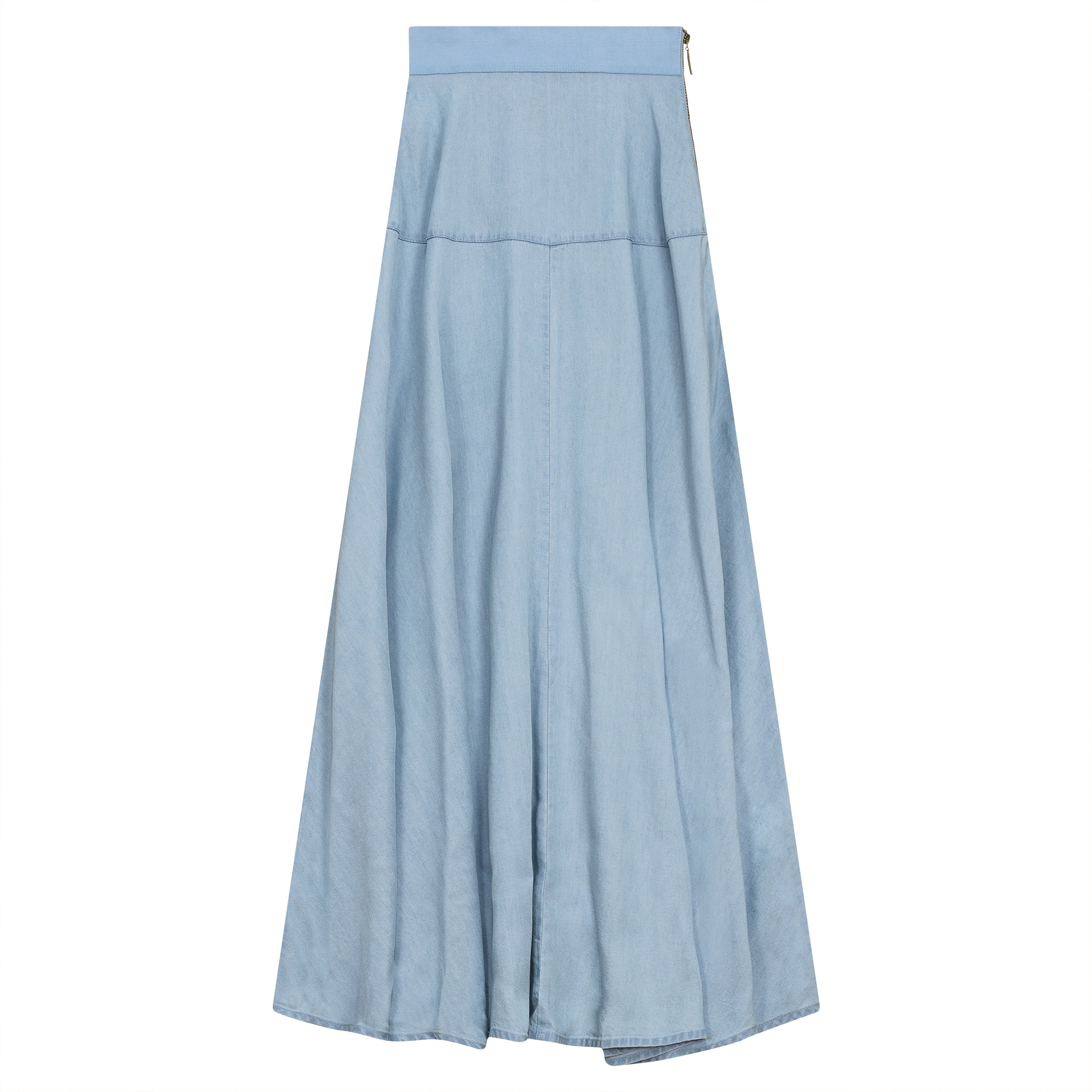 Stylish Women's Woven Denim Flare Skirt - High Waist A-Line Denim Midi Skirt for Casual Outfits & Boho Fashion | Perfect for Spring, Summer, and Fall Wear