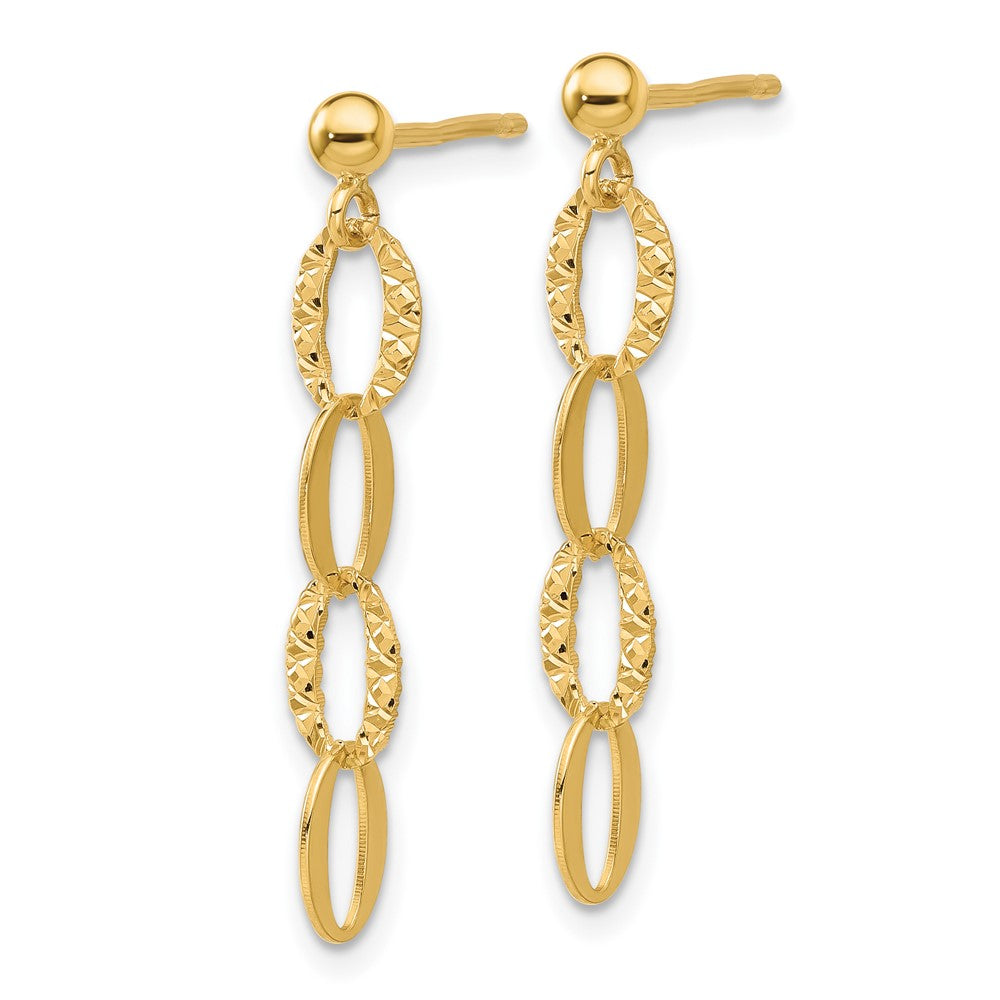 Gold Diamond Cut Oval Link Post Dangle Earrings SF3017E - Elegant Fashion Jewelry for Women, Perfect for Parties, Weddings & Special Occasions