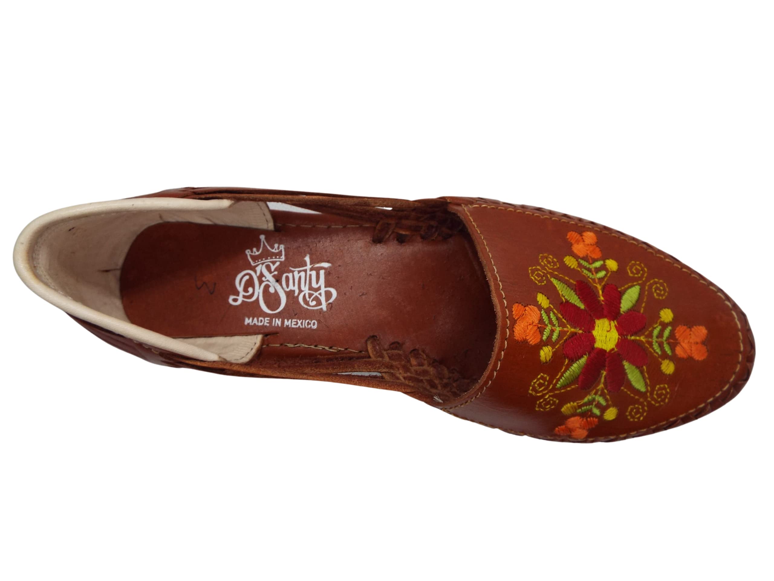 GCENTERPRISE Women's Mexican Huarache Sandals - Authentic Maya Floral Design | Comfortable Leather Handmade Huaraches for Beach, Vacation & Summer Outfits