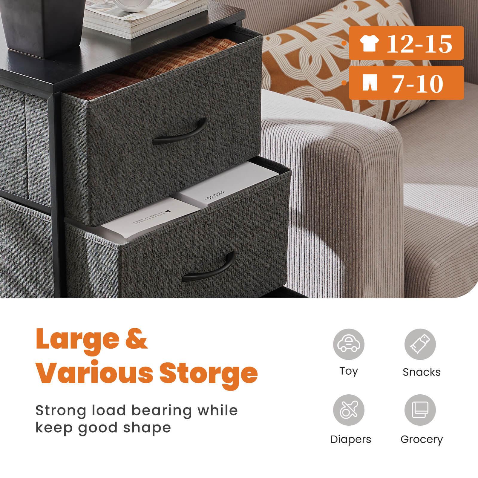 Modern 4-Drawer Dresser with Metal Frame & Wood Top - Gray Storage Chest for Bedroom, Living Room, or Office Organization
