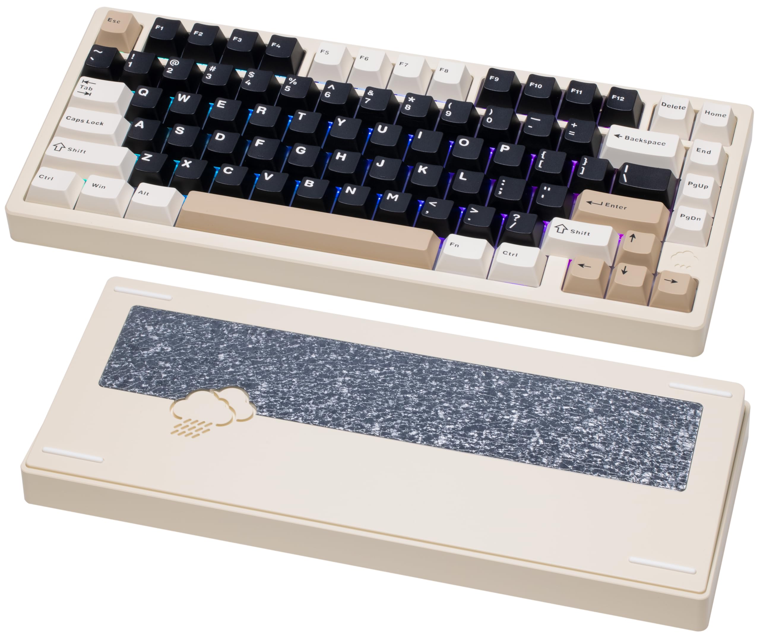 WOBKEY Rainy 75 CNC Aluminum Mechanical Keyboard - Triple Mode (Wireless/Bluetooth/USB-C) with HMX/JWK/Cocoa Switches, RGB Backlit, FR4 Plate, 7000mAh Battery - Premium Gaming & Office Keyboard for Typing, Programming & Esports (Pro - White)