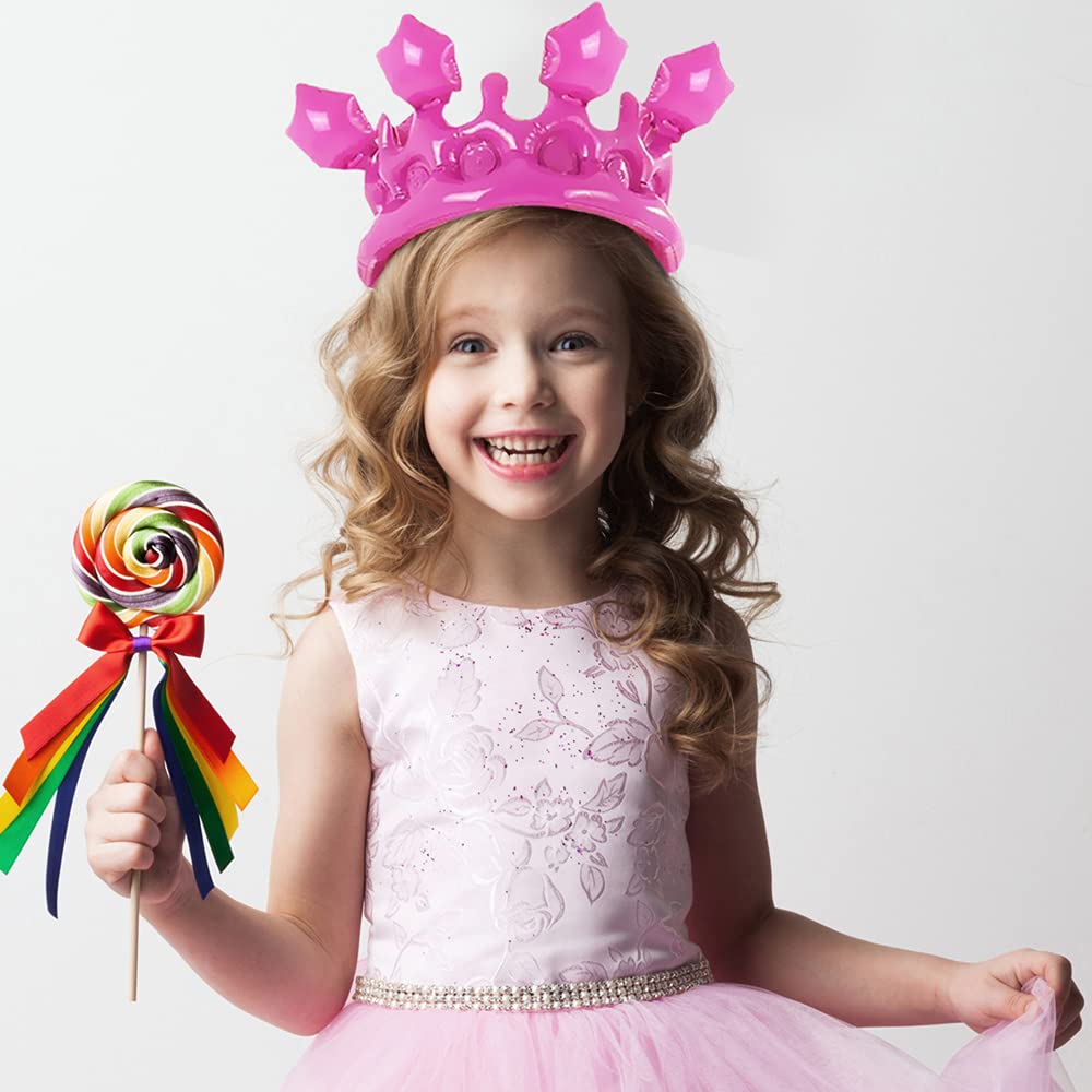 **ArtCreativity Inflatable Crown Set of 4 - Vibrant Princess Party Decorations for Kids & Adults, Fun Pool Toys & Birthday Accessories - Perfect for Pool Parties, Birthdays & Themed Events**