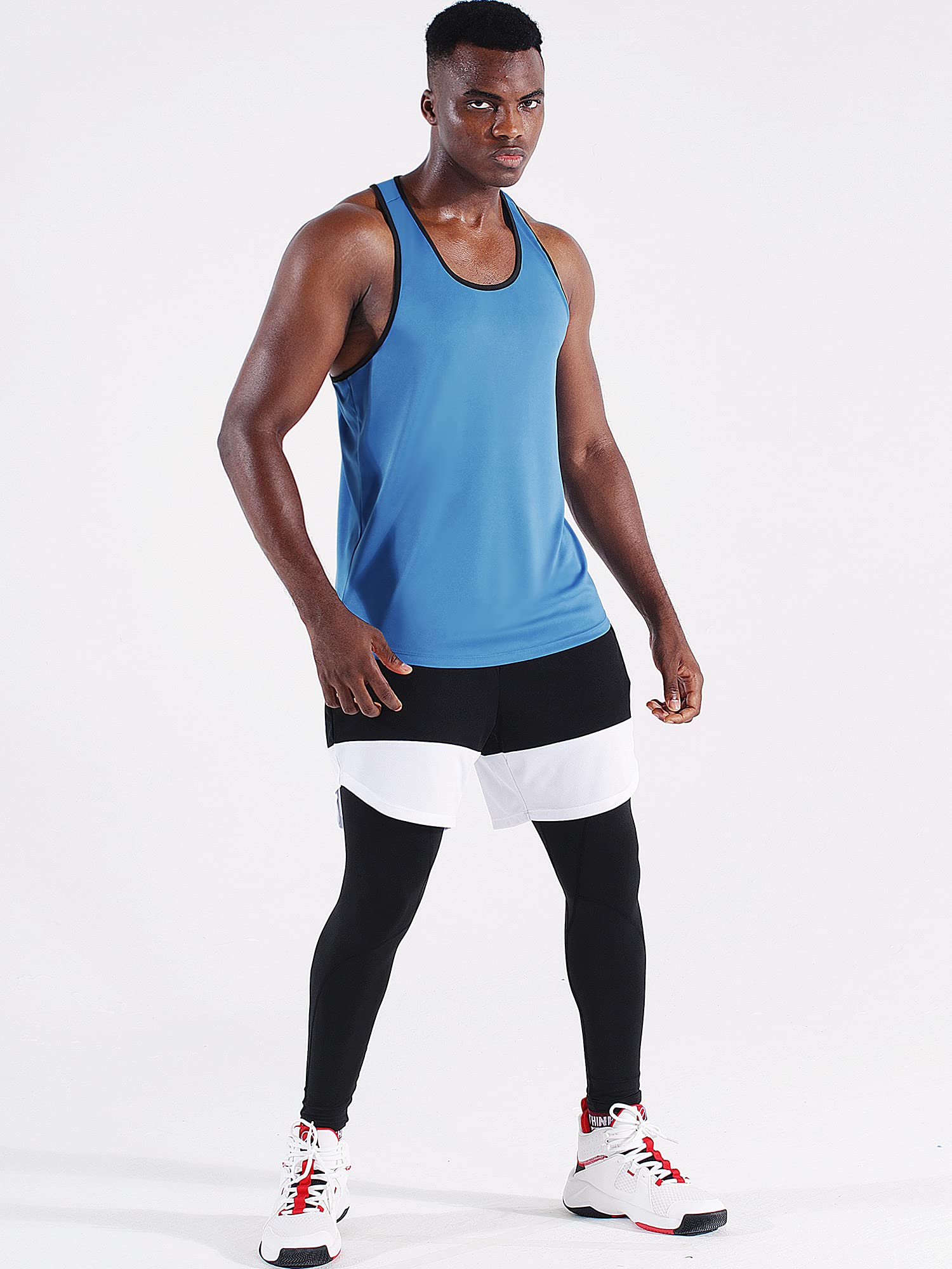 NELEUS Men's 3 Pack Running Tank Top - Moisture Wicking Quick Dry Athletic Shirts - Y-Back Workout Tank Tops for Gym, Jogging & Summer Sports
