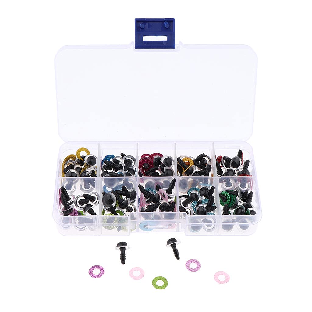 100PCS Owl Eyes Plastic Safety Eyes for DIY Plush Toys - Assorted Sizes (10mm-20mm) - Perfect for Stuffed Animals, Amigurumi, Crochet Projects & Handmade Crafts