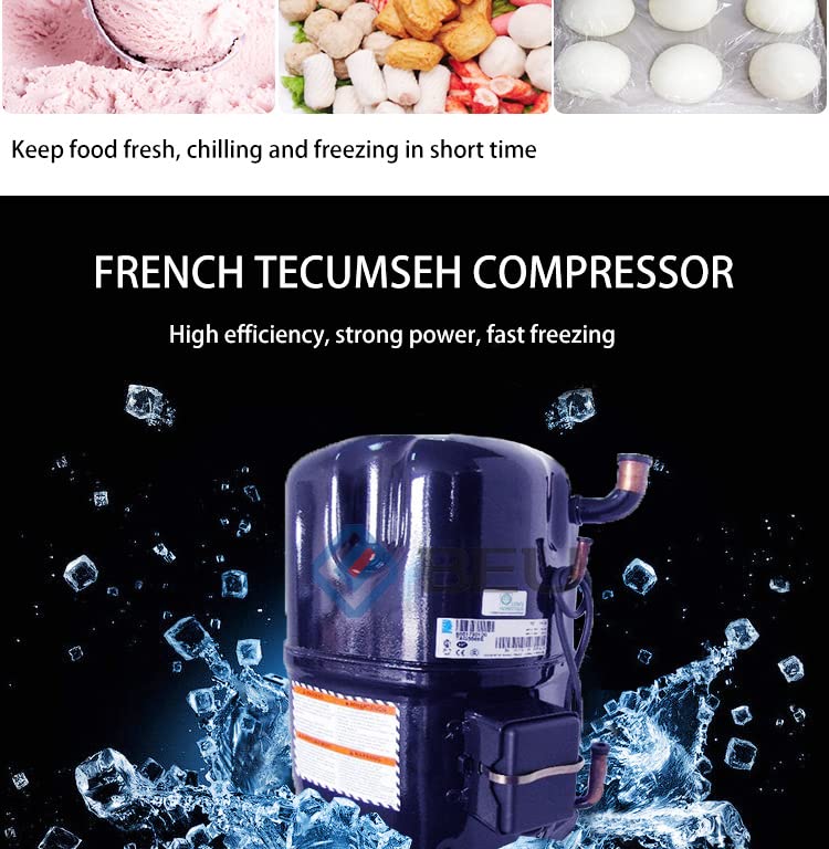 Kolice Commercial 110V 60Hz US 3-Tray Blast Chiller & Freezer for Ice Cream, Chicken, Fish, Desserts - Fast Cooling Chest Freezer for Restaurants, Bakeries & Food Businesses