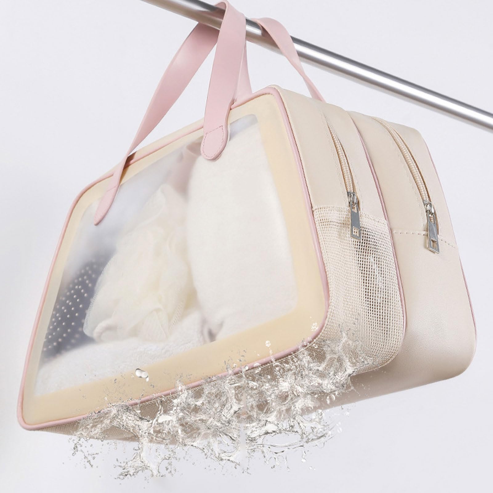 Matte Translucent Toiletry Bag - Waterproof Cosmetic Organizer for Travel & Camping