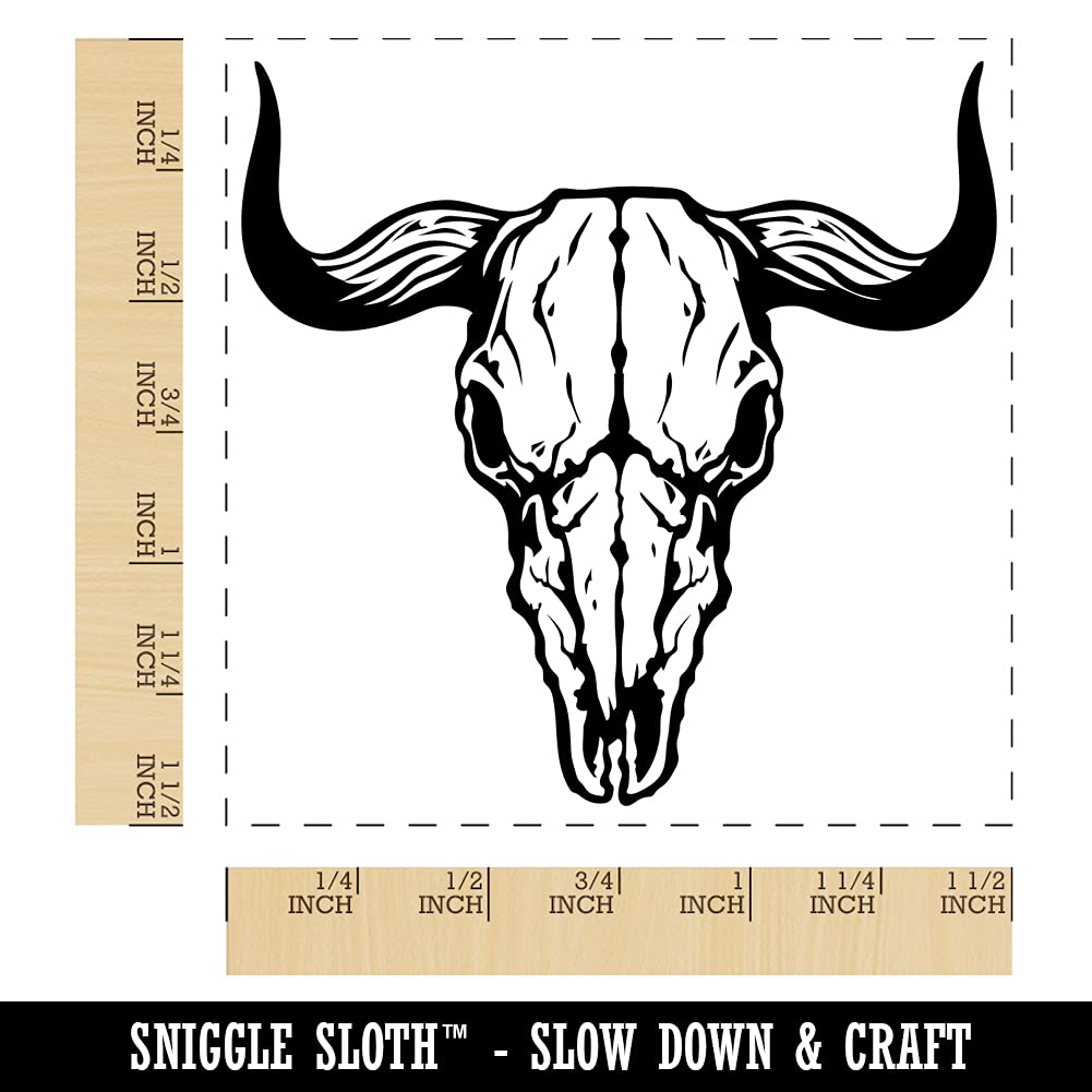 Bull Skull Self-Inking Rubber Stamp with Blue Ink - 1.5 Inch Large Custom Stamp for DIY Crafts, Scrapbooking, and Western-Themed Decorations