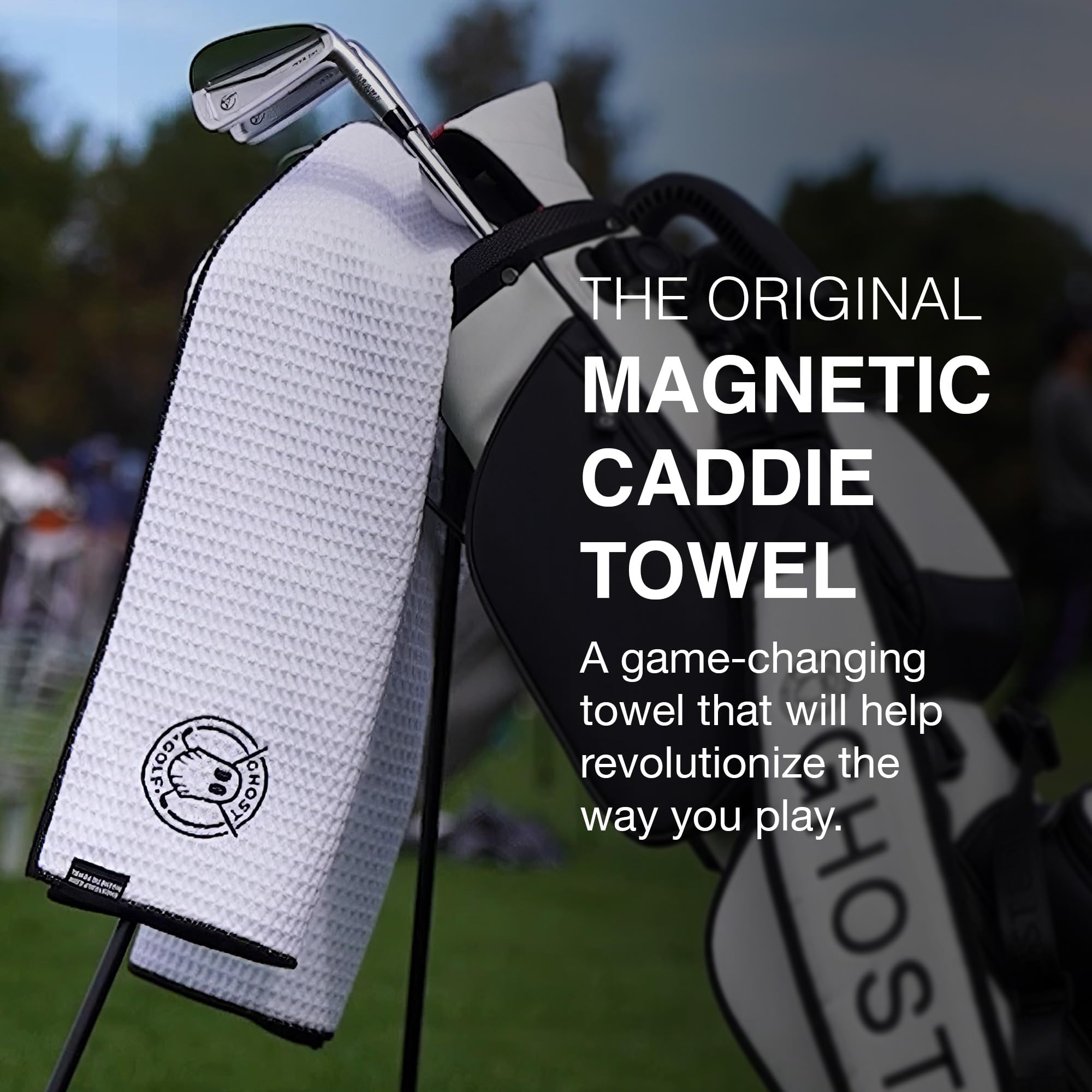 Premium Ghost Golf Magnetic Towel - Ultra-Absorbent Microfiber Caddie Towel with Strong Magnet for Golf Carts & Clubs - 18
