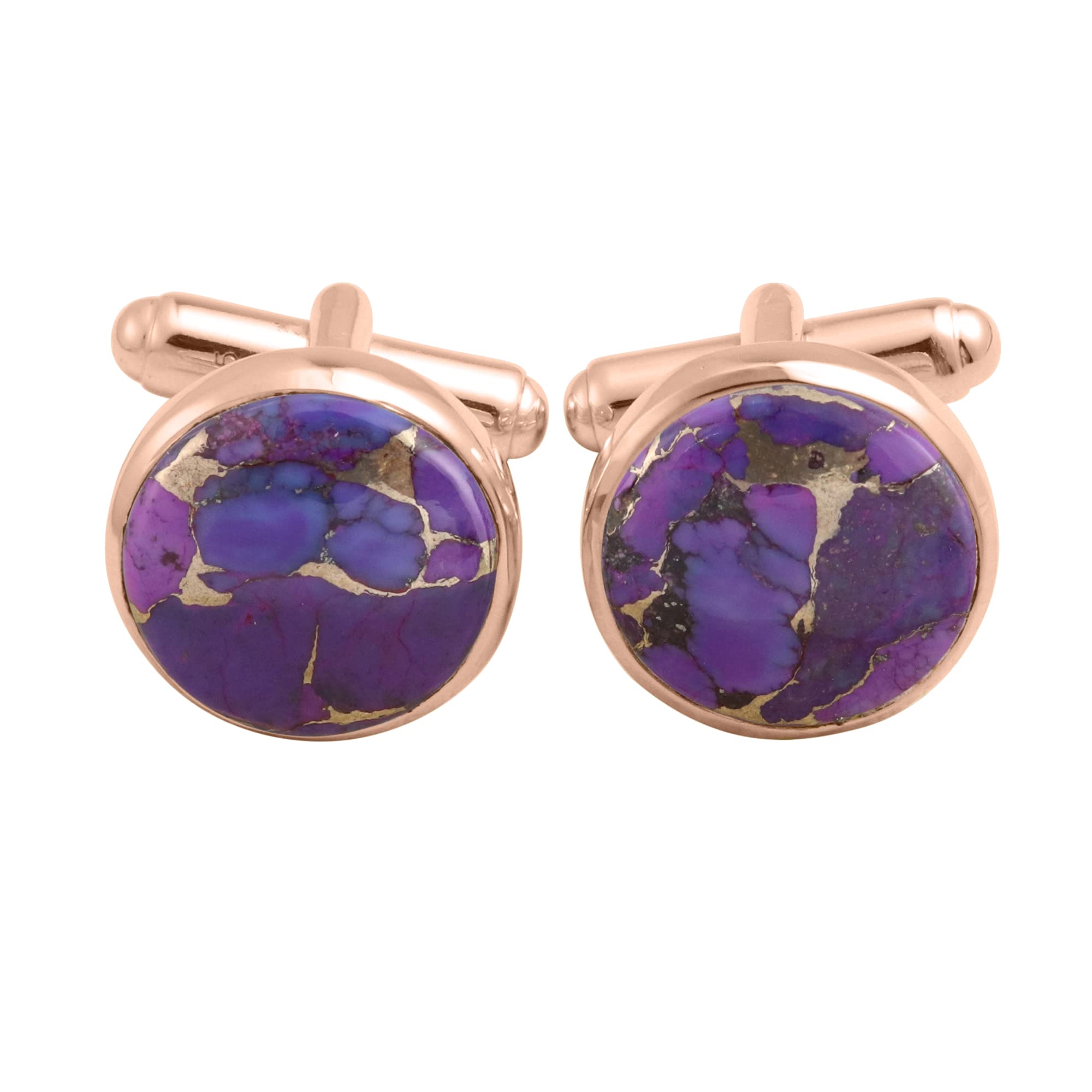 925 Sterling Silver Purple Copper Turquoise Cufflinks for Men - Elegant Dress Shirt Accessories for Weddings, Business & Formal Occasions