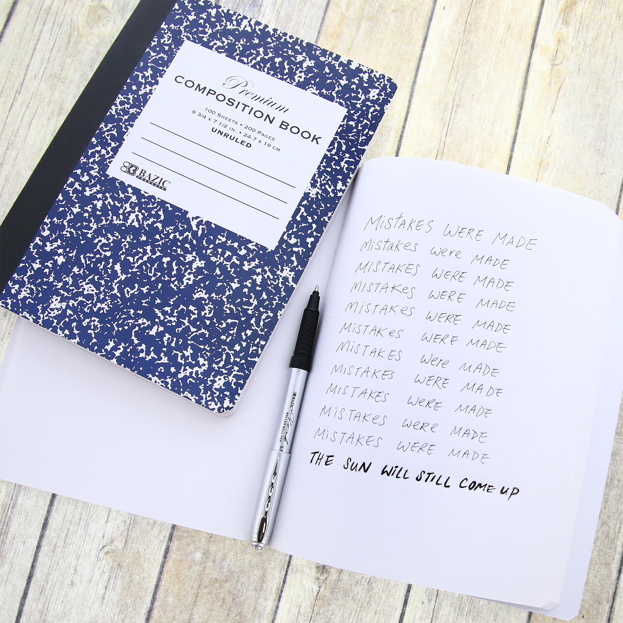 BAZIC 100-Sheet Composition Notebook, Blue Marble Design - College Ruled & Blank Page Journals for School, Office & Note Taking (48-Pack) - Perfect for Students, Writers & Professionals