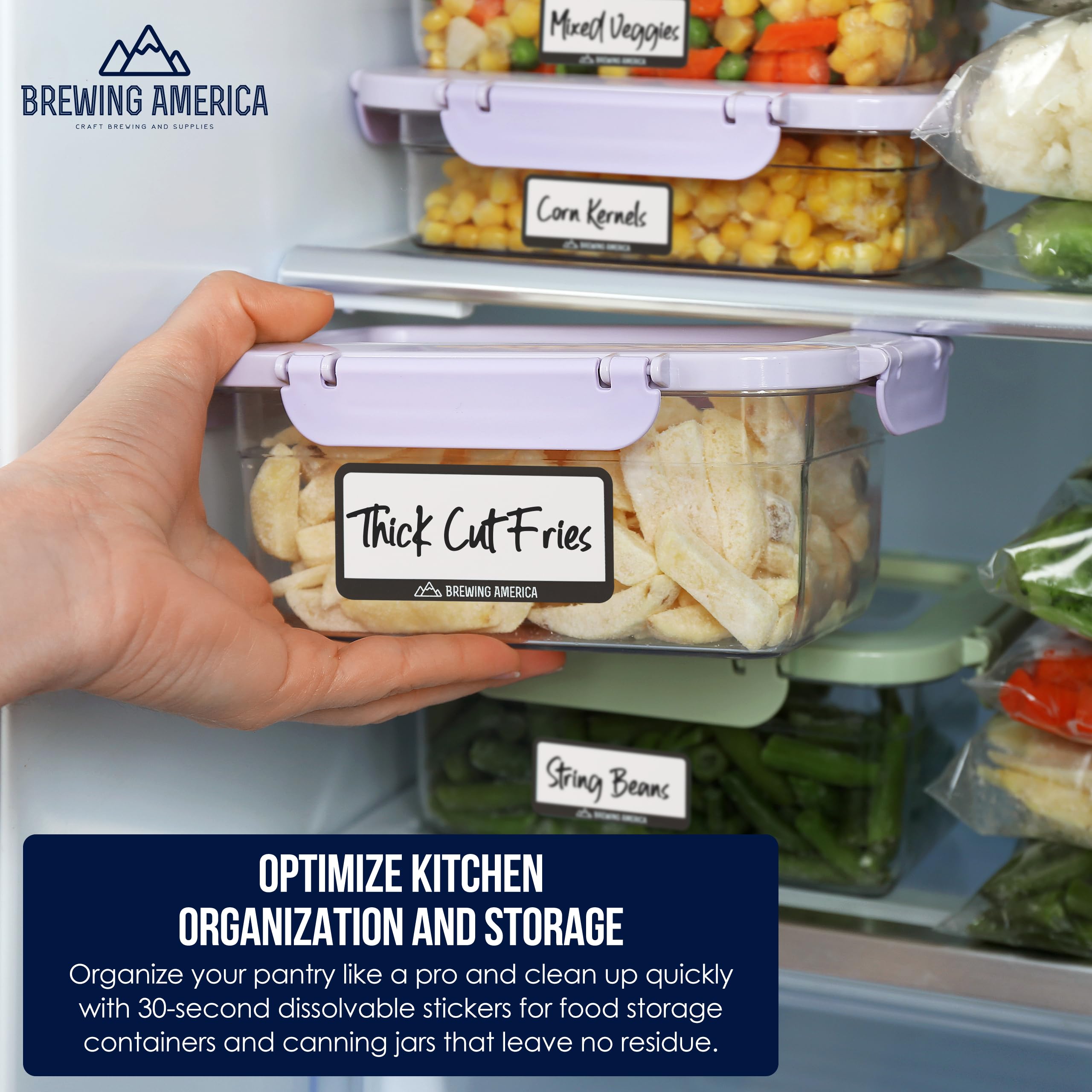 Dissolvable Food Labels for Containers - Made in USA - No Residue, No Scrubbing - Perfect for Food Prep, Pantry Organization, Canning, Freezer Storage & Mason Jars - Ideal for Meal Planning, Leftover Labeling & Kitchen Organization