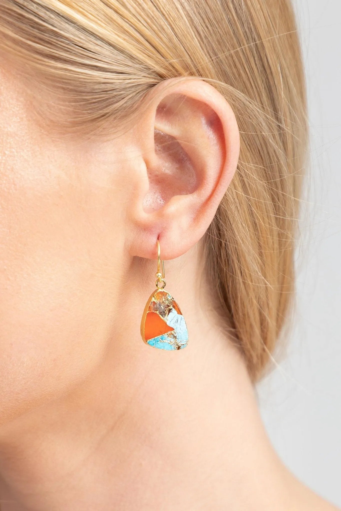 Triangle Gemstone Mixed Mojave Earrings | Boho Beaded Dangle Earrings for Women | Perfect for Festivals, Parties & Everyday Wear