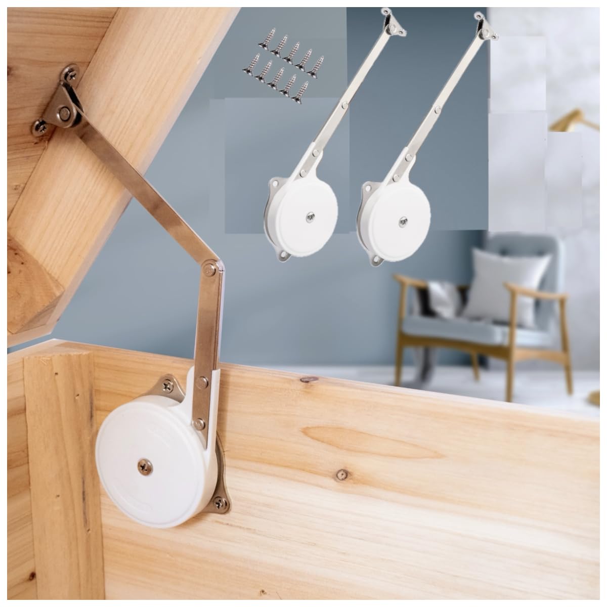 Soft Close Toy Box Hinges - Heavy Duty Lid Support Hinges for Wooden Chest & Trunk | 2 Pack Durable Cabinet Hardware | Perfect for Kids' Toy Storage, Blanket Boxes & Home Organization