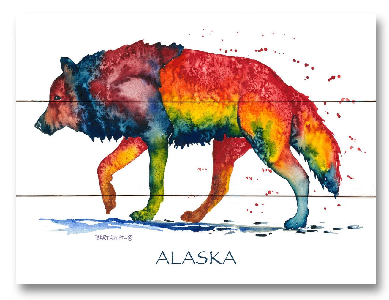 Alaska Rainbow Wolf Wood Art Print - 9