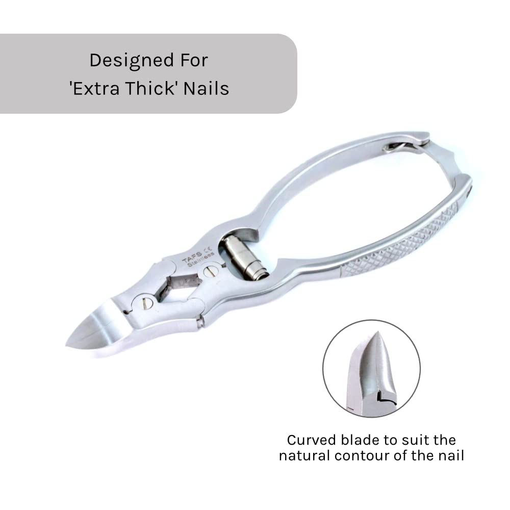 Heavy Duty Double Action Cantilever Nail Clipper - Professional 15cm Stainless Steel Nail Cutter for Thick Toenails (Chiropody Podiatry Tool) - Perfect for Home Pedicure & Diabetic Foot Care