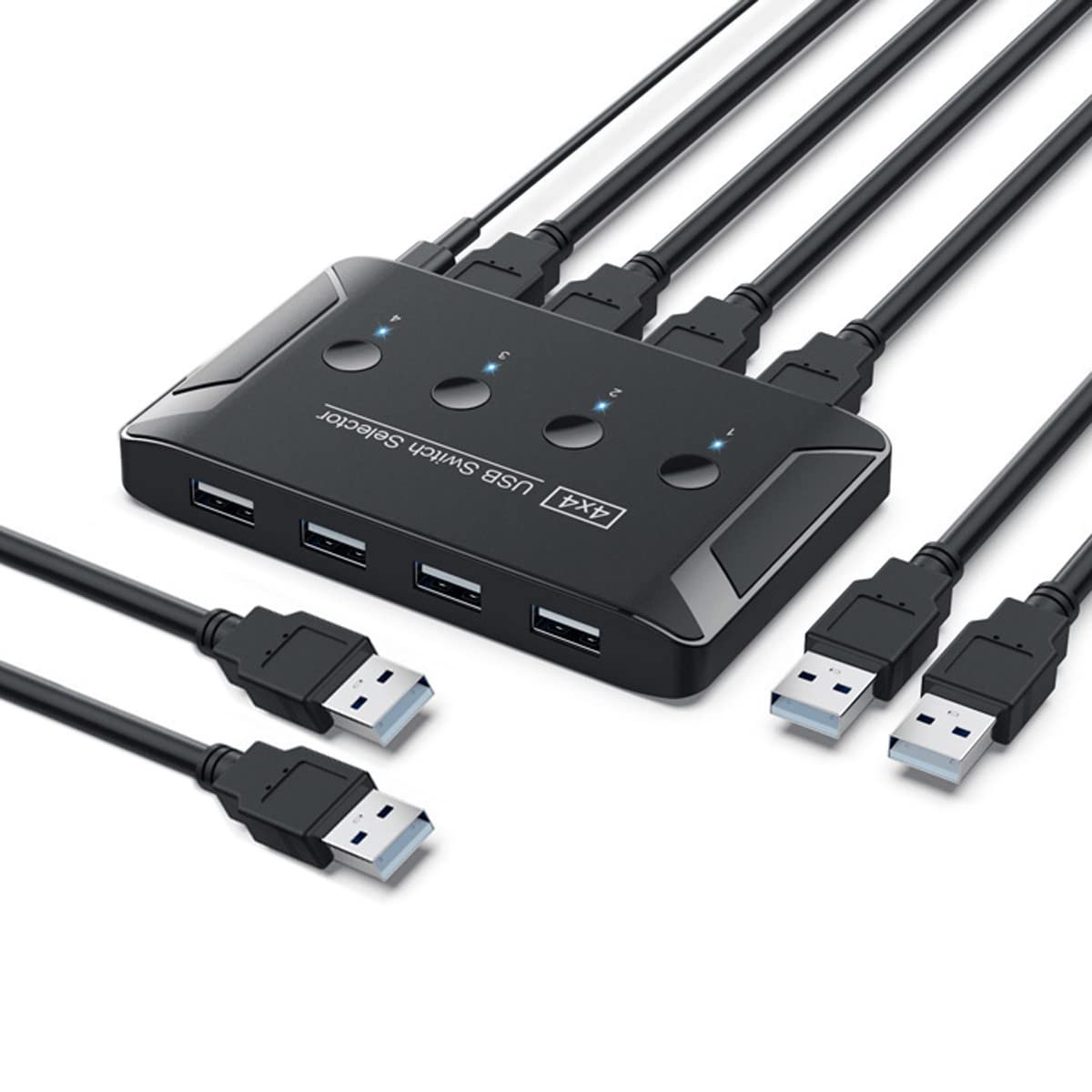 Cablecc 4 Port USB 2.0 KVM Switch - Share Keyboard, Mouse, Scanner & Printer Between 4 Computers | Perfect for Home Office, Gaming Setup & Multi-PC Workstations