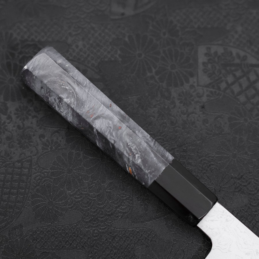 Premium Santoku Knife 170mm - Japanese Blue Steel #1 Suminagashi Blade with Maple Handle - Perfect for Sushi, Vegetables & Meat Cutting - Professional Chef & Home Kitchen Essential