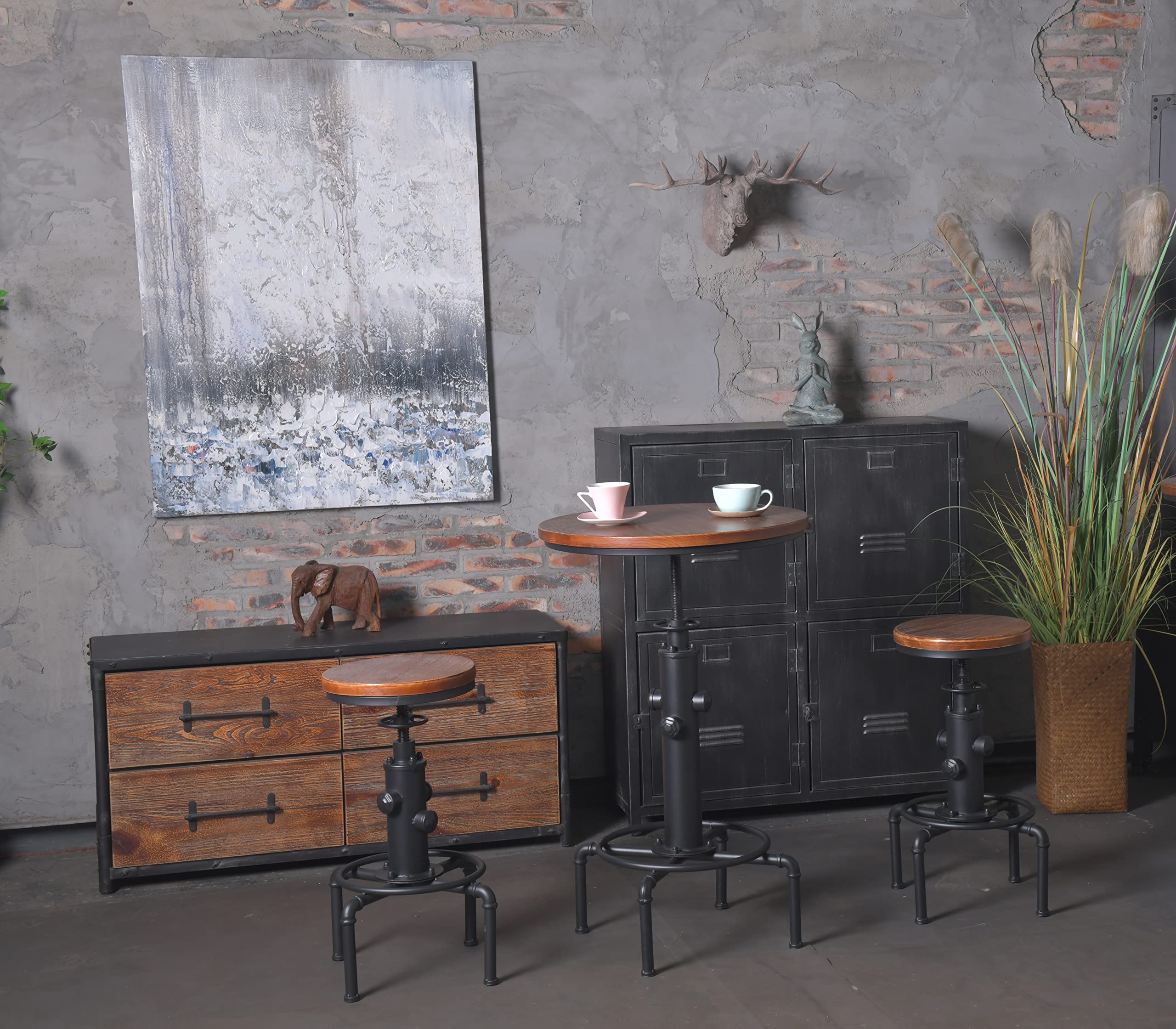 Adjustable Height Industrial Bistro Table 32.3-36.2