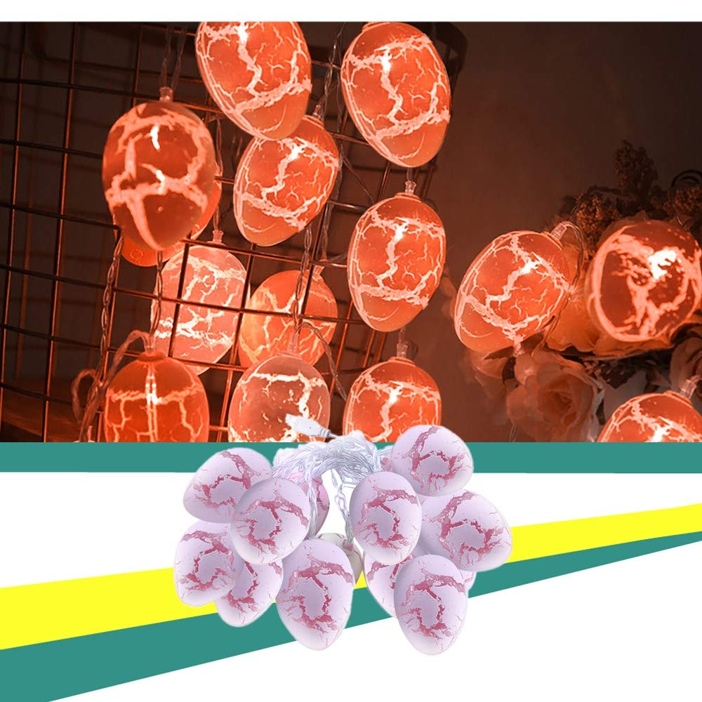 Leyerer Easter Egg String Lights - Battery Operated Pink Wire Fairy Lights for Home Decor, Party, Wedding & Holiday | USB Powered LED Decorative Lights for Bedroom, Garden & Indoor/Outdoor Use