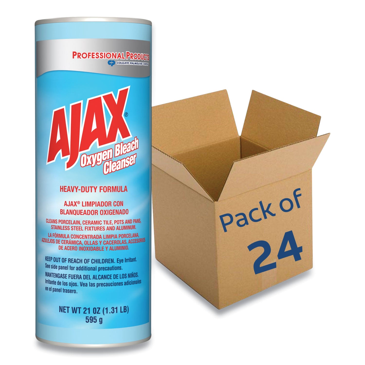 Ajax® Oxygen Bleach Powder Cleanser - 21oz Can (Pack of 24) | Multi-Surface Stain Remover for Laundry, Kitchen & Bathroom Cleaning