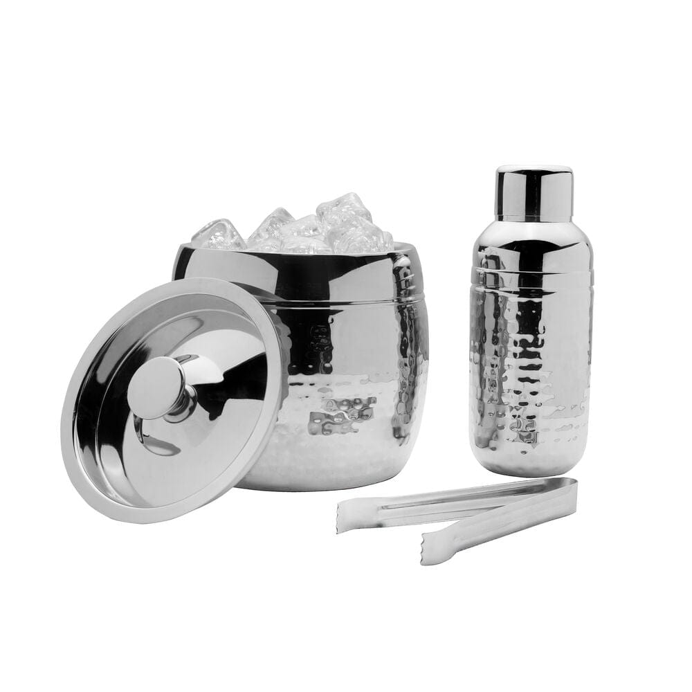 Professional Hammered 3-Piece Bar Tool Set - Cocktail Shaker, Strainer & Jigger - Perfect for Home Bars, Mixology & Bartending