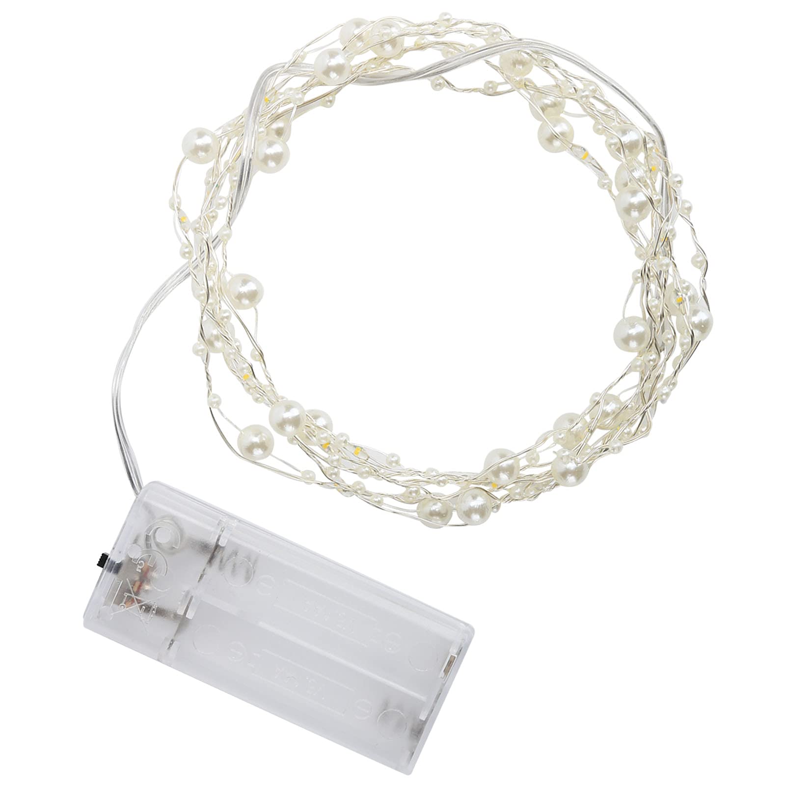 CHICIRIS LED Pearl String Lights - 10ft Battery Operated Fairy Lights with Beads, Warm White for Bedroom, Wedding, Christmas Decor - Perfect for Windows, Stairs & Party Decorations