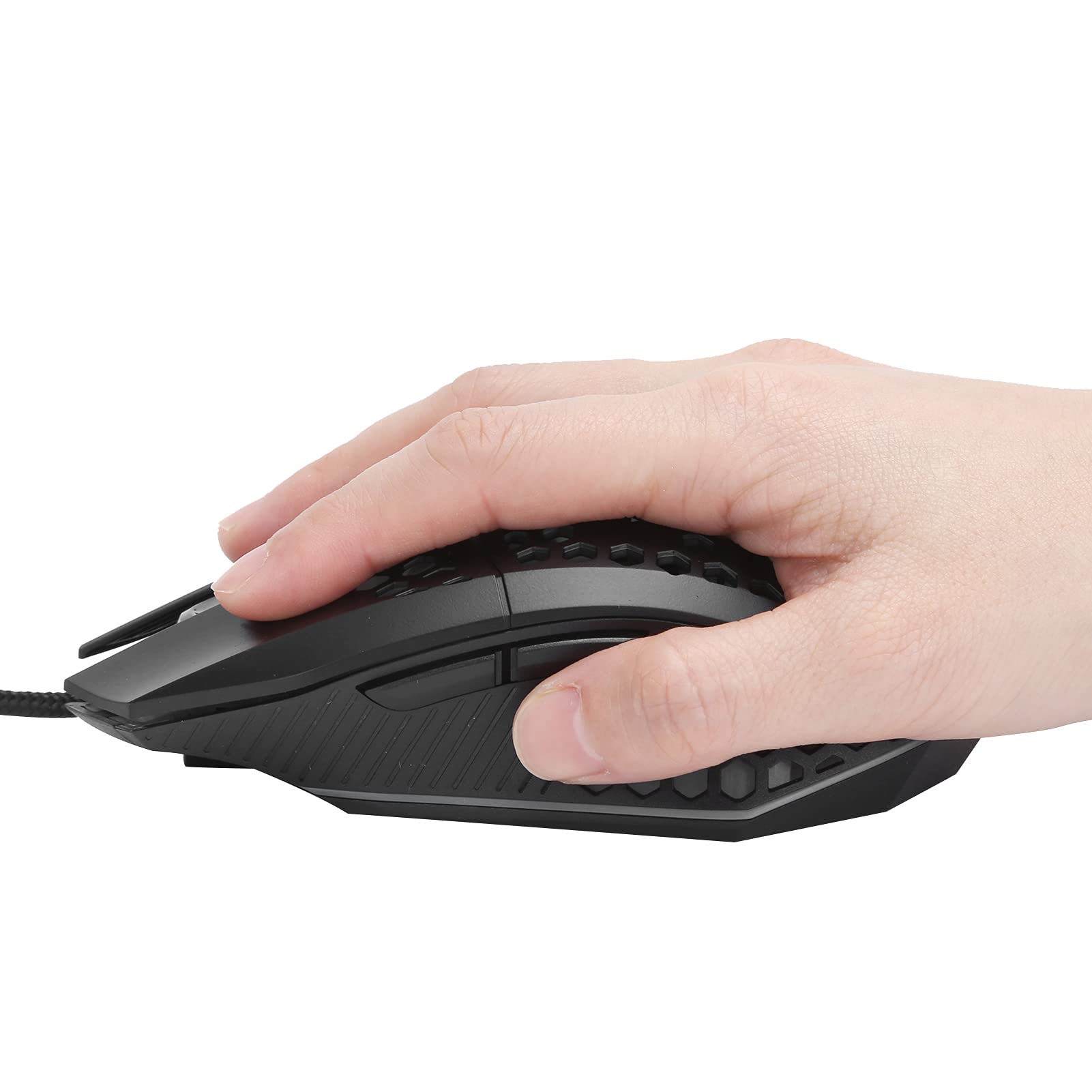 ASHATA Wired Gaming Mouse - 8000 DPI RGB Honeycomb Hollow Design with Optical Sensor, Ergonomic Computer Mouse for PC Gaming (Black) | Perfect for FPS, MOBA & Office Work