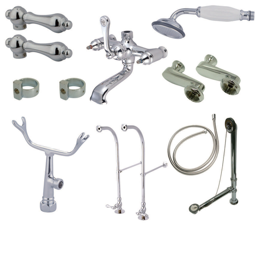 Kingston Brass CCK5108AL Vintage Freestanding Clawfoot Tub Faucet Set with Supply Line - Perfect for Bathroom Renovation & Antique Style Decor