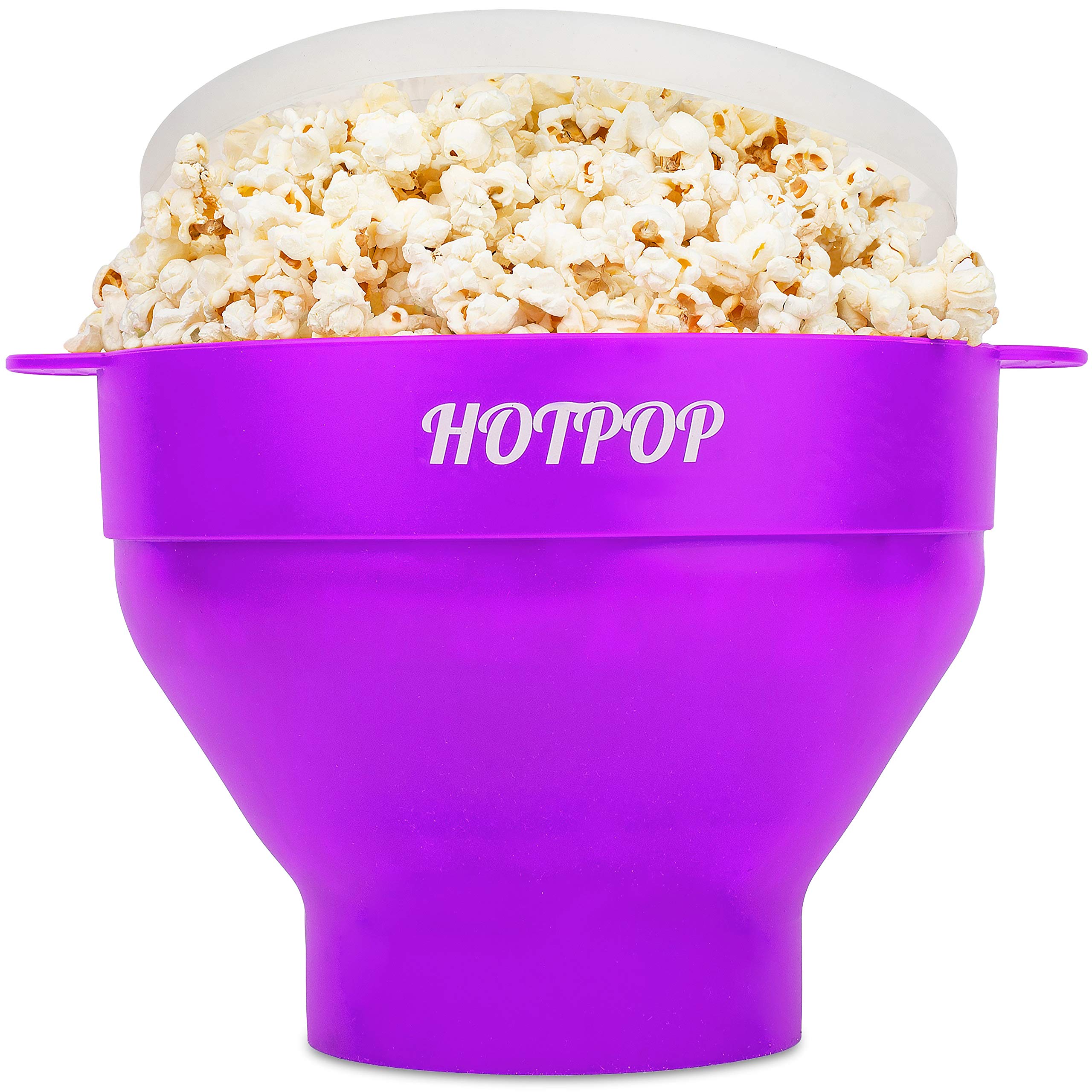 Original Hotpop Microwave Popcorn Popper - BPA-Free Silicone Collapsible Popcorn Maker with Dishwasher Safe Bowl (20 Color Options, Purple) - Perfect for Movie Nights, Snack Time and Family Gatherings