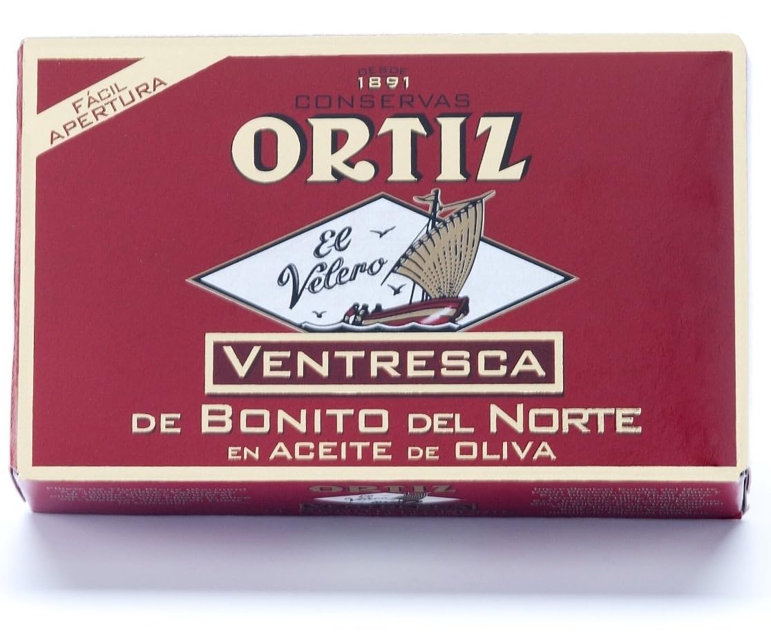 Premium Ortiz Ventresca White Tuna Belly in Spanish Olive Oil - Wild Caught, Tender Buttery Fillets with Rich Flavor - 3.88oz Can (Pack of 1) - Perfect for Salads, Tapas & Gourmet Sandwiches