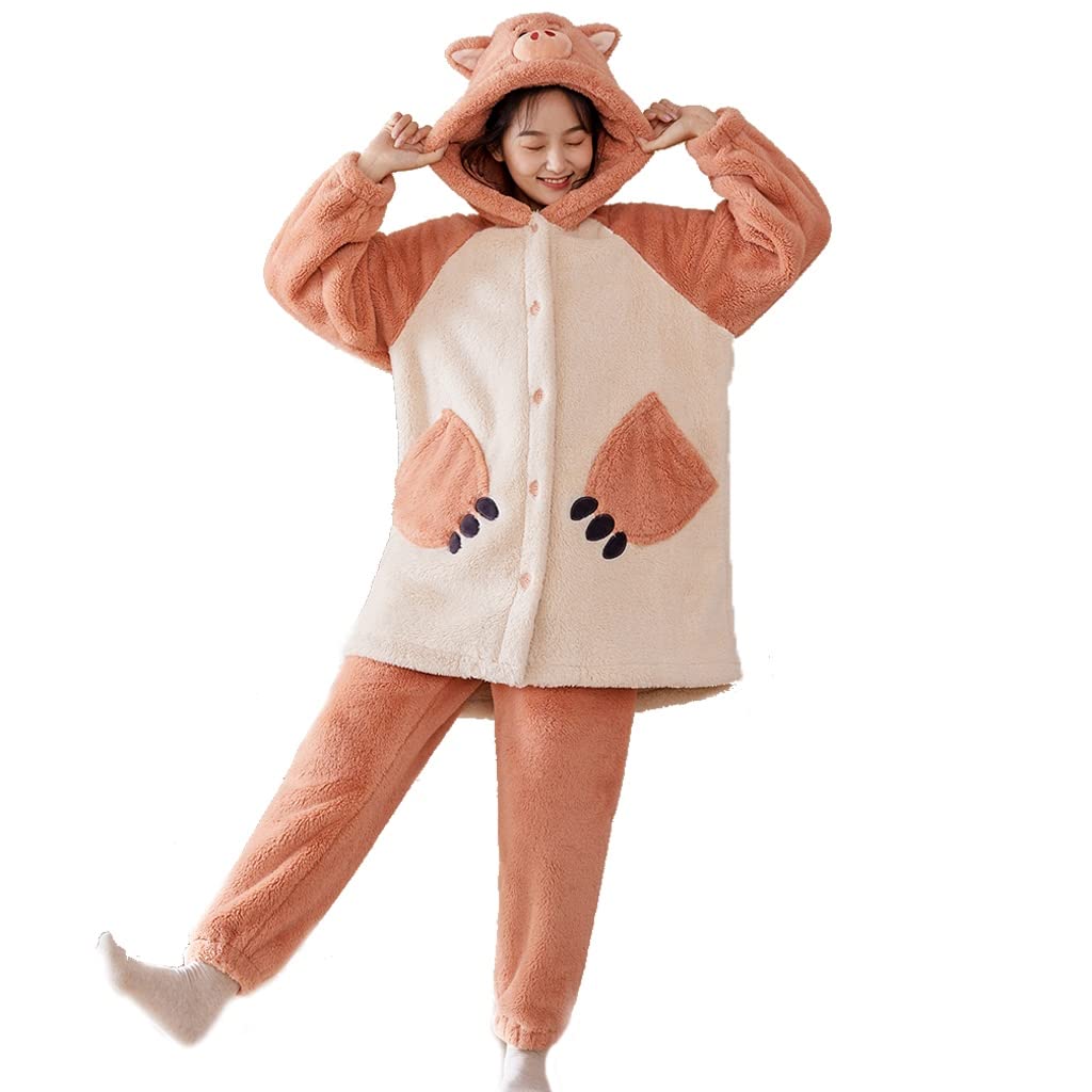Women's Soft Long-Sleeve Two-Piece Pajama Set with Pants - Cozy Cotton Sleepwear for Home & Lounge (Pink, XL) | Perfect for Relaxing, Sleeping & Casual Wear