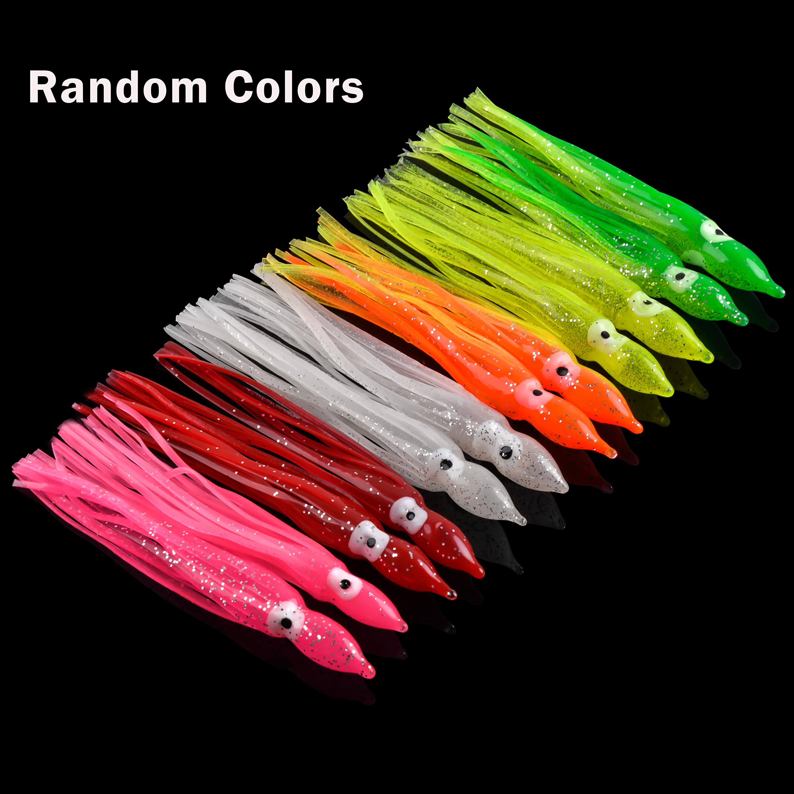 Squid Skirts Lures 50pcs - Soft Plastic Bait for Bass Salmon Trout Fishing