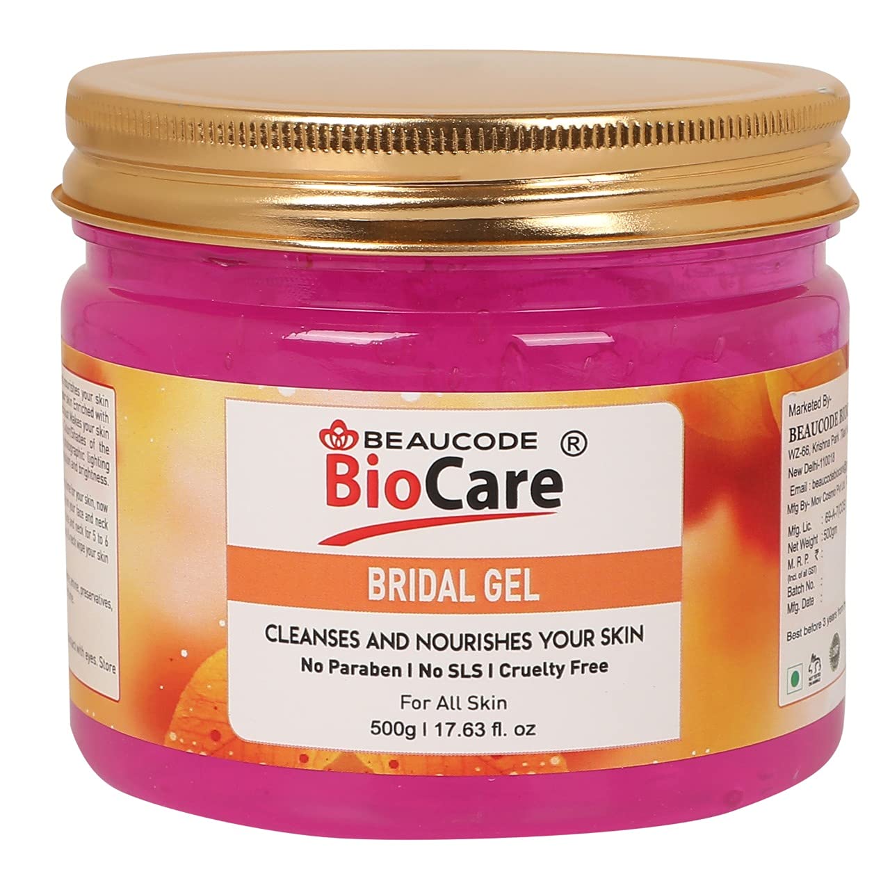 BEAUCODE BioCare Bridal Face & Body Gel - 500g | Deep Cleansing & Nourishing Skin Care | Paraben-Free, SLS-Free, Cruelty-Free | Suitable for All Skin Types | Perfect for Bridal Prep, Daily Skincare & Spa Treatments