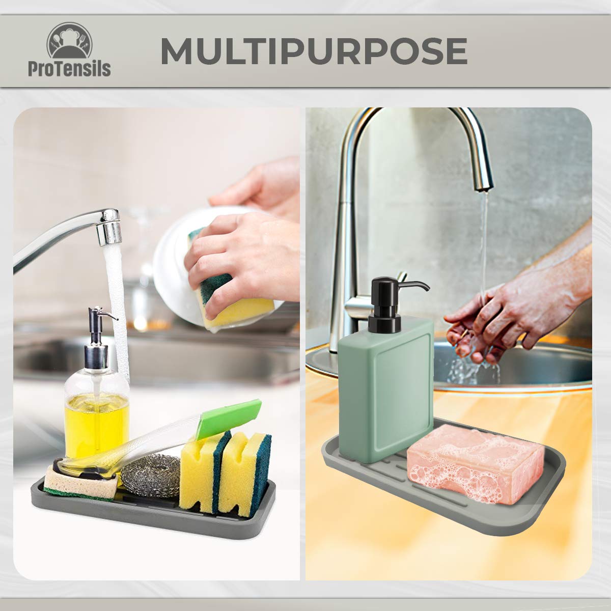 Premium Silicone Kitchen Sink Organizer - Sponge Holder & Soap Dispenser with Drainage Holes, Bathroom Countertop Organizer 10