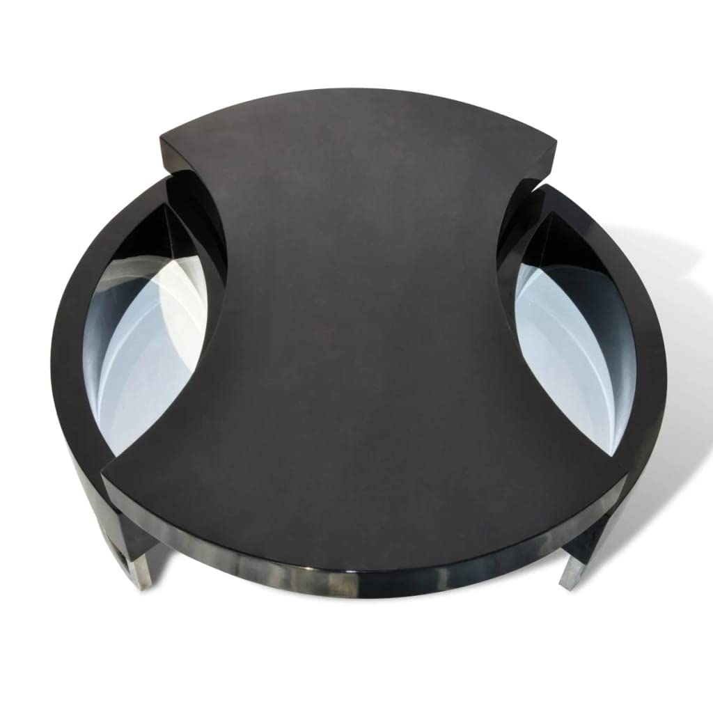 Adjustable Coffee Table with High Gloss Black Finish - Modern Living Room Centerpiece for Home & Office Decor