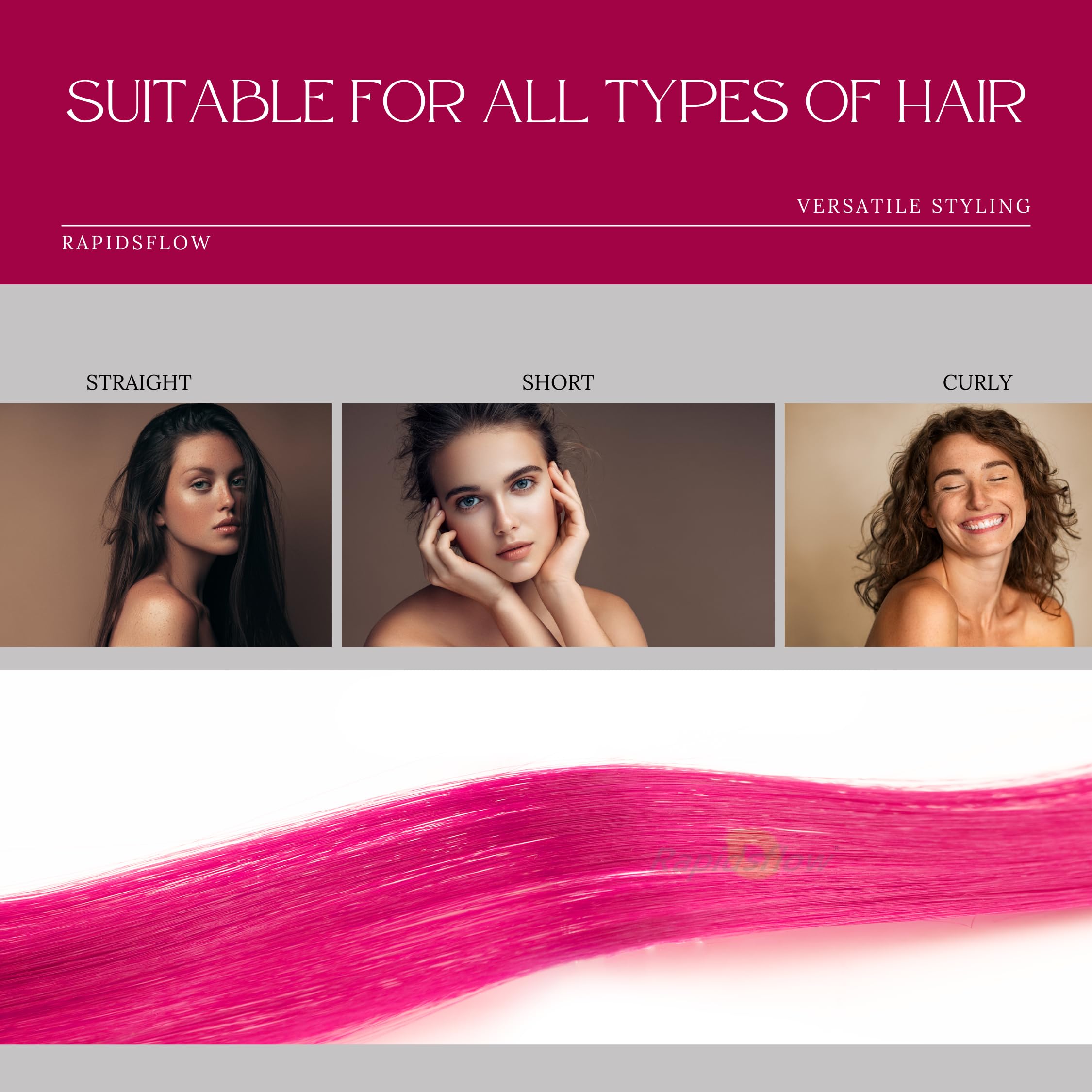 Paradise® Magenta Clip-in Hair Extensions 22 Inches - 6 Pack Straight Synthetic Hair Wefts for Women & Girls | Vibrant Colored Hair Streaks for Cosplay, Halloween, Parties & Daily Fashion Styling
