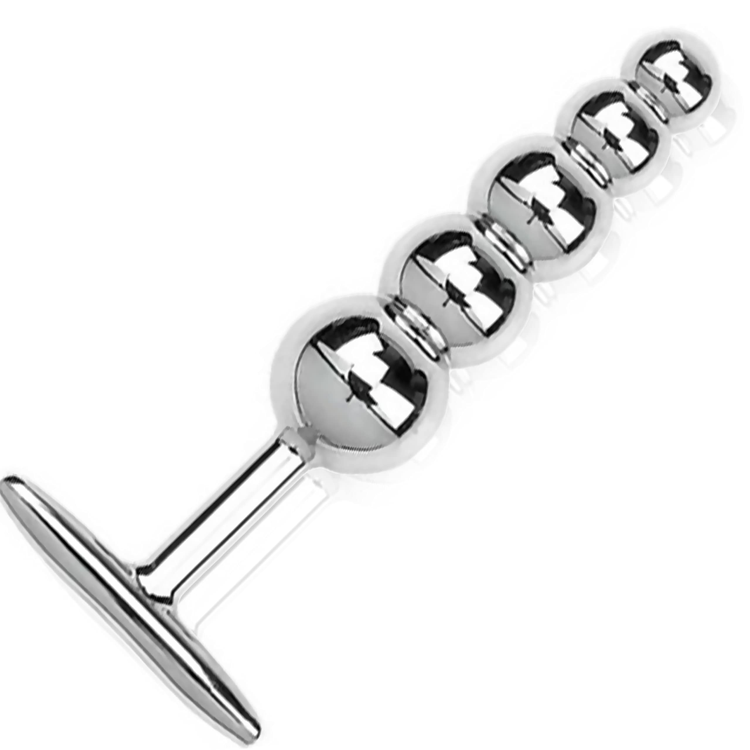 Stainless Steel Anal Plug with 5 Beads - 15cm Length & 2-3.3cm Diameter - Unisex Beginner Sex Toy for Men & Women - Temperature Sensitive (Hot/Cold) - Perfect for Solo Play, Couples & BDSM Exploration