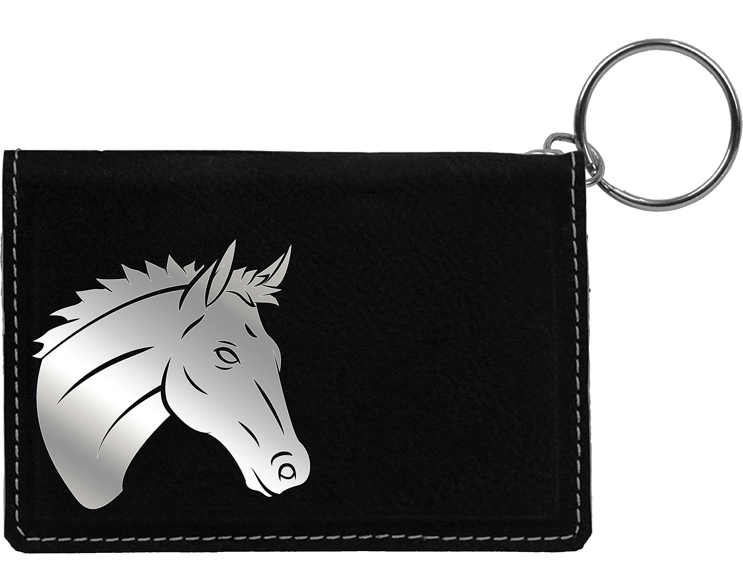Majestic Horse Laser Engraved Leather Keychain Wallet - Stylish RFID Blocking Bifold Wallet for Men & Women - Perfect for Equestrian Lovers, Gifts, and Everyday Use
