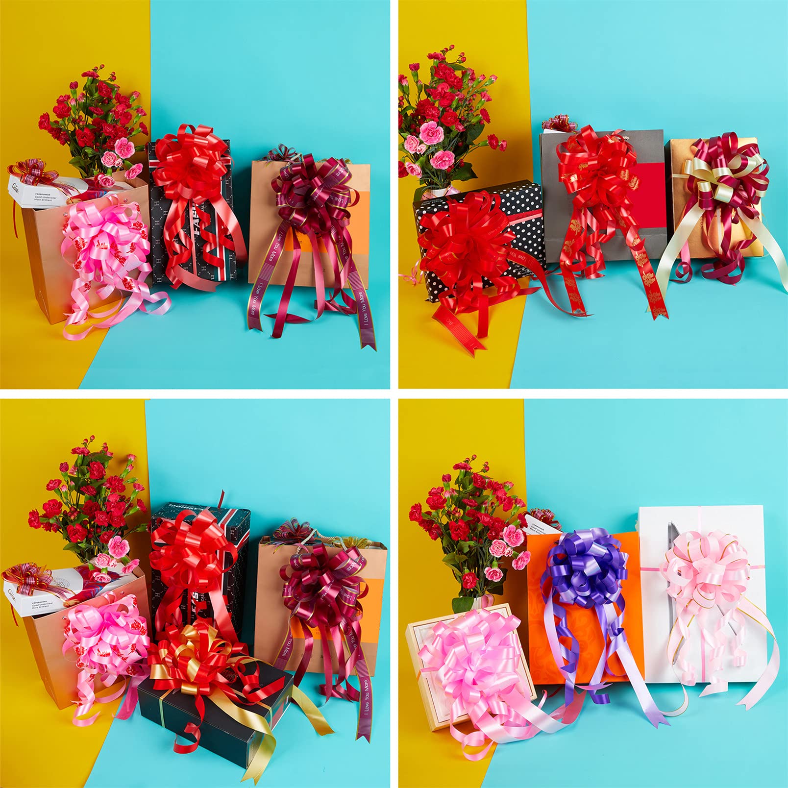 Big Pull Bows 10pcs - Gift Wrapping Ribbons for Presents & Baskets - Party Decor
