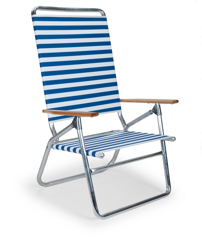 Telescope Casual Lightweight High Boy Folding Beach Chair - Blue & White Stripes (71113601) | Portable Lounge Chair for Beach, Pool, Camping & Outdoor Relaxation
