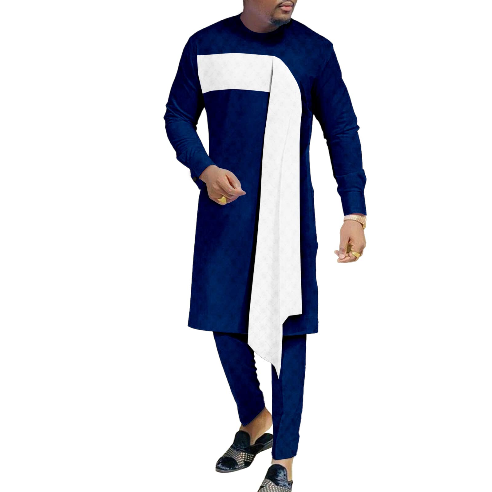 African Print Dashiki Suit for Men - 2 Piece Outfit with Scarf | Plus Size Wedding Attire | Perfect for Cultural Events, Festivals & Special Occasions